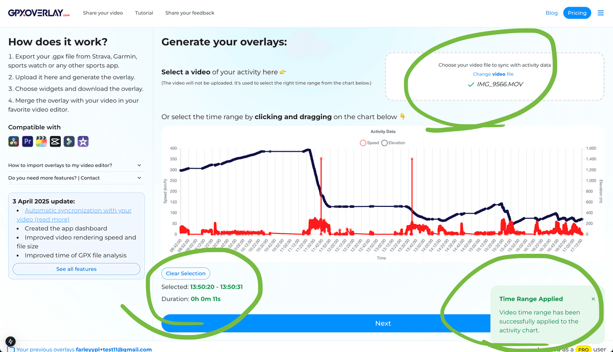 GpxOverlay overlays synchronization with your video